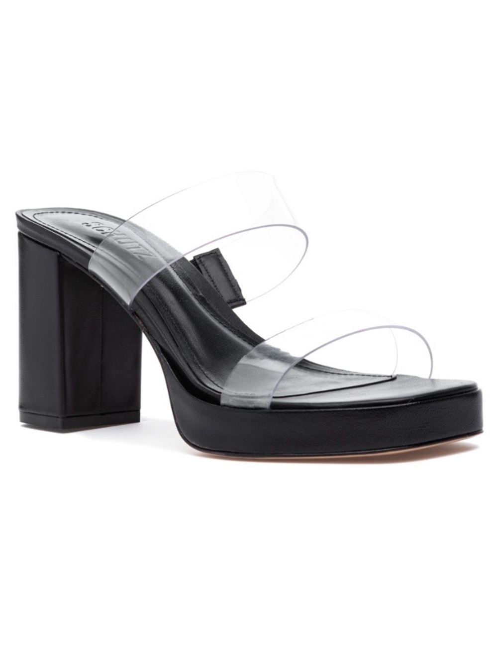 SCHUTZ Black Platform Mule with Clear Straps